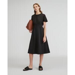 Everlane The Organic Cotton Waisted Dress in Black L NWT